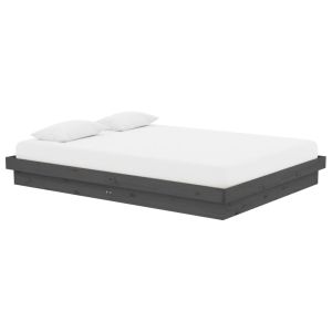 vidaXL estructura de cama doble sin colchón madera maciza gris