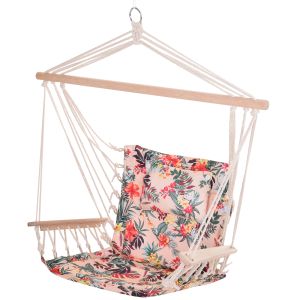 Cadeira rede suspensa poliéster estampa floral 100x106 cm