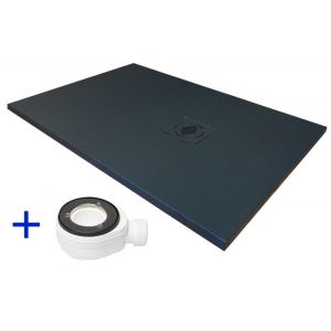 Base de duche resina  100x100 preto+valvula+grelha natural pro