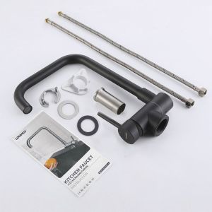 Torneira de cozinha - inox - misturador rebatível - preto fosco - aerador r