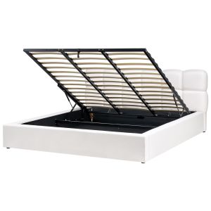 Sommier com arrumação baston tecido branco creme 180 x 200 cm