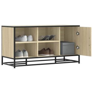 Banco para calçado sonoma carvalho 100x40x53,5 cm madeira metal wf562036