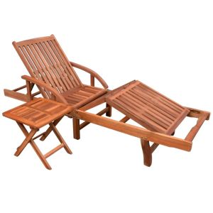 vidaXL tumbona ajustable con mesita madera maciza de acacia