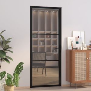 Porta de interior 83x201,5 cm vidro esg e alumínio preto weg4881