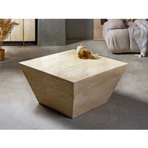 Mesa lateral trapezoidal, imitação de mármore travertino, 40 cm x 80 cm