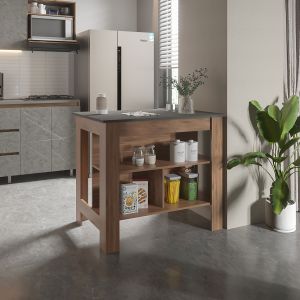 Mesa de apoio de cozinha cala em melamina com 3 prateleiras