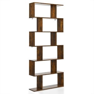 Estante em forma de s - helloshop26 - 80 x 23 x 191 cm - 6 prateleiras - ma