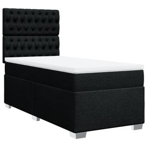vidaXL cama box spring con colchón tela negro 90x200 cm