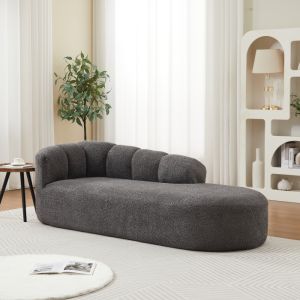 Chaise longue chenille cinzento antracite curva sem braços 1 lugar