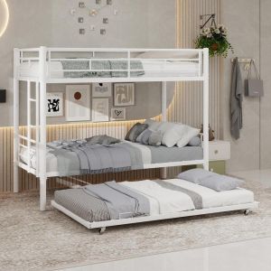 Beliche de metal 90x190cm, estrutura estável e segura, branco