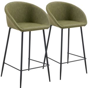 Conjunto de 2 bancos de bar em imitação de verde achille