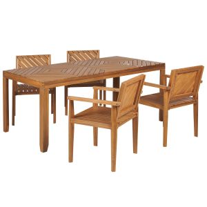 Conjunto de refeição madeira de acácia castanho baratti