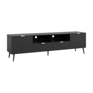 Mesa tv nand 2 gaveta e 2 portas 180x40x51 cm preto [en.casa]