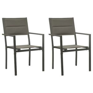 Cadeiras de jardim 2 pcs textilene e aço cinzento/antracite