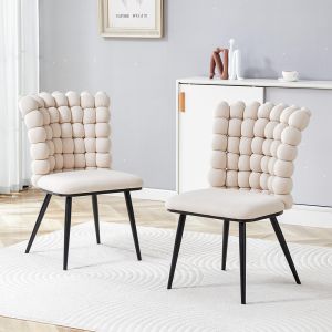 Cadeiras de sala de jantar,veludo, branco creme