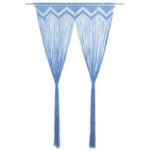Cortina macramé 140x240 cm aLGodão azul