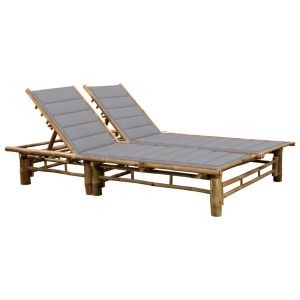 vidaXL tumbona con cojines para 2 personas bambú