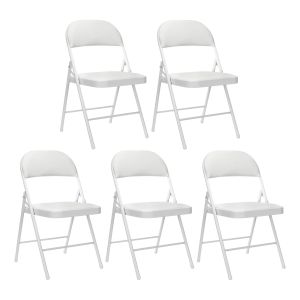 Pack 5 cadeiras dobráveis ​​acolchoadas brancas 7house