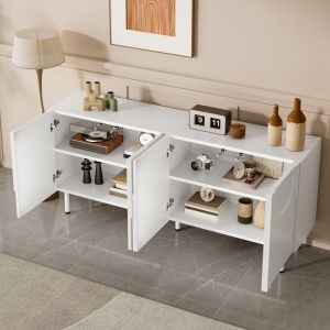 Aparador geométrico para sala branco 70x160x38,5cm