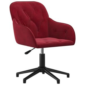 Cadeira de escritório giratória de veludo vermelho 02_0024173