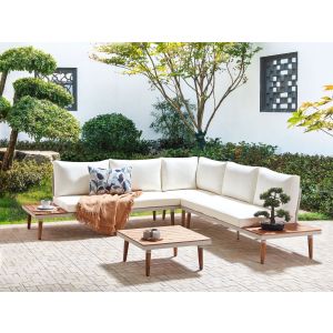 Conjunto lounge madeira de acácia branco corato