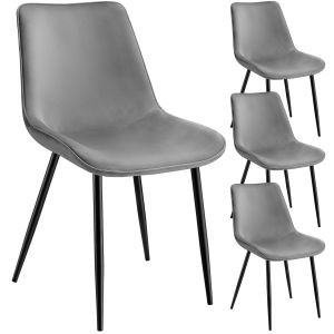 4 cadeiras de sala de jantar aterciopeladas 48 x 59 x 82,5 cm cinzento