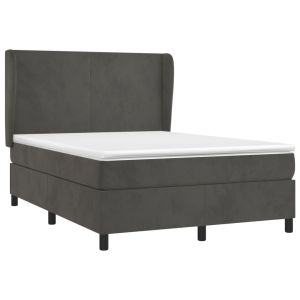vidaXL cama box spring con colchón terciopelo gris oscuro 140x200 cm