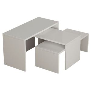 Conjunto de 3 mesas de centro brancas. 39x65x30, 32x65x30 e 24x65x30cm