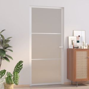 Porta de interior 93x201,5 cm vidro fosco e alumínio branco weg9568