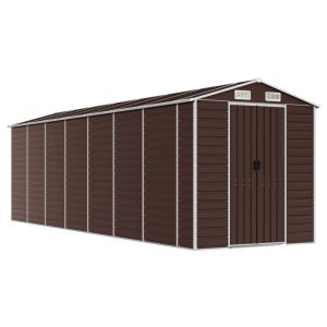 Abrigo de jardim 191x640x198 cm aço galvanizado castanho