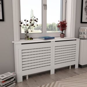 Coberturas de radiador 2 pcs 172x19x81,5 cm mdf branco
