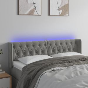 Cabeceira cama c/ luzes LED veludo 163x16x78/88 cm cinza-claro ptob7789
