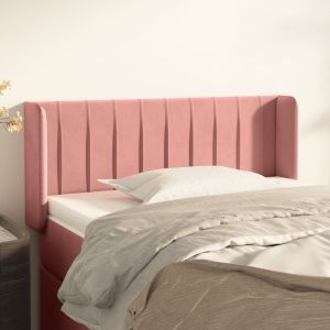 Cabeceira de cama c/ abas veludo 103x16x78/88 cm rosa