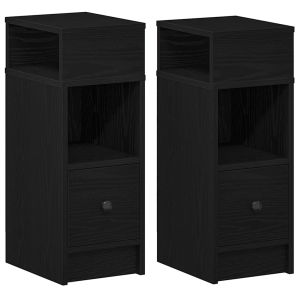 Casa lúmina - set  de 2 mesita de noche negro madeira  25 x 31 x 66 cm