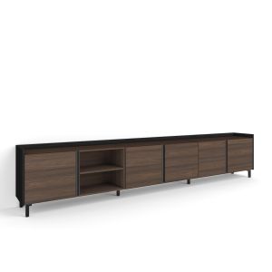 Móvel de tv, 309x35x61cm, carvalho escuro e preto rf4568