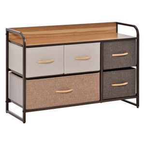 Cómoda com gavetas dobrávei 87.5x29x58 cm linho, metal e mdf multicolor