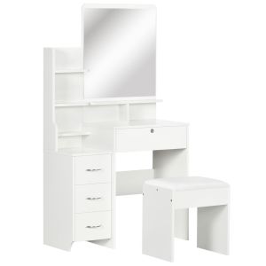 Toucador de maquilhagem 80x38x143cm color blanco Homcom, casa - quarto