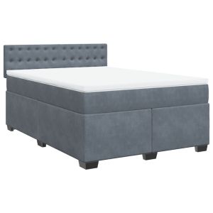 vidaXL cama box spring con colchón terciopelo gris oscuro 140x200 cm