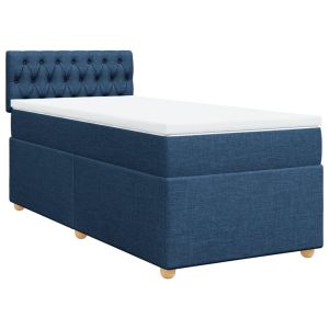 vidaXL cama box spring con colchón tela azul 80x200 cm