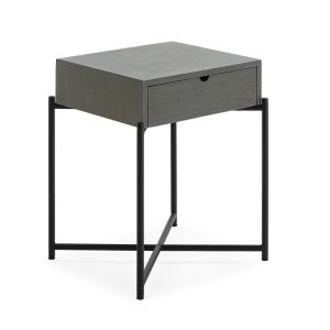 Mesa de cabeceira 50x40x62 em madeira cinza, metal preto