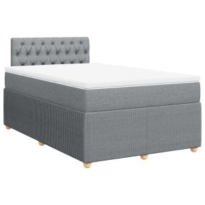 vidaXL cama box spring con colchón tela gris claro 120x190 cm