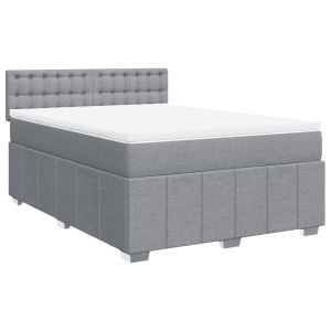 vidaXL cama box spring con colchón tela gris claro 140x190 cm