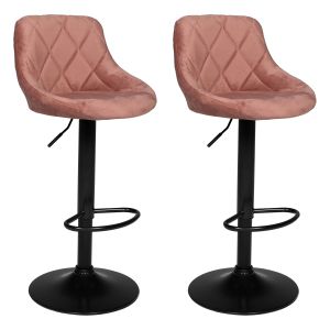 Conjunto de 2 bancos de barra de veludo rosa robin