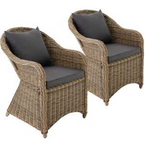 2 luxuosas cadeiras de jardim em rattan e alumínio + 2 almofadas