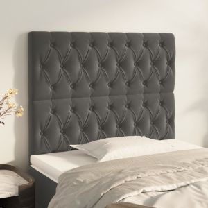 Cabeceira de cama 2 pcs veludo 100x7x78/88 cm cinzento-escuro ptob8468