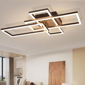 Nettlife LED luz de teto 3000k lâmpada de quarto de madeira preta design