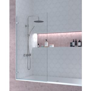Rede da banheira frontal com porta dobrável brilho cromado transp de 85 cm