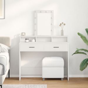 Mesa de maquilhagem branca mdf 100 x 41 x 140 cm wf378767