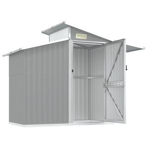 Abrigo de jardim 270x130x208,5 cm aço galvanizado cinzento