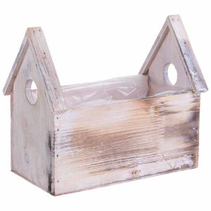 Suporte retangular em madeira para vasos 21x13x19/10a cm